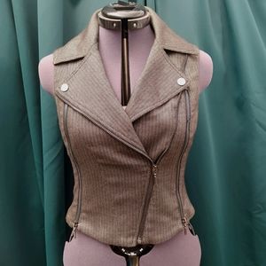 Bebe cropped moto zipper vest